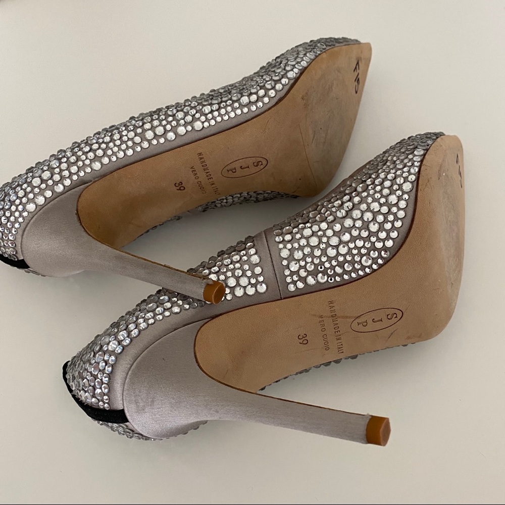 SJP by Sarah Jessica Parker Silver Crystal Embellished Pointed-Toe Heels - Picture 7 of 8